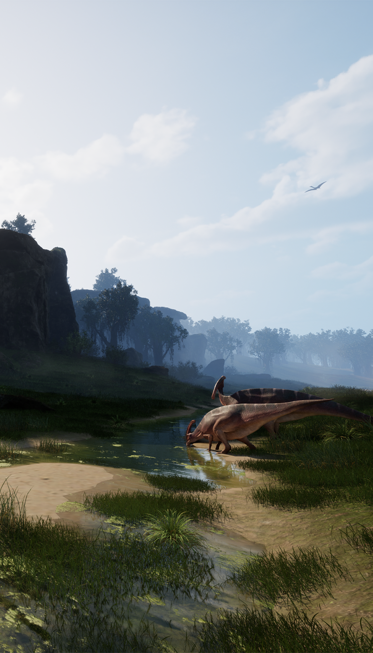 Triceratops herd grazing